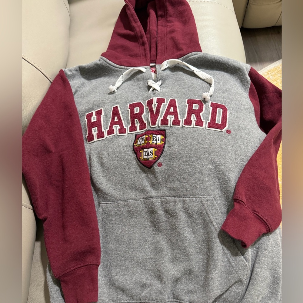 Bay State Apparel GUC Harvard Two-Tone Hooded Sweatshirt - Gray & Maroon Size M